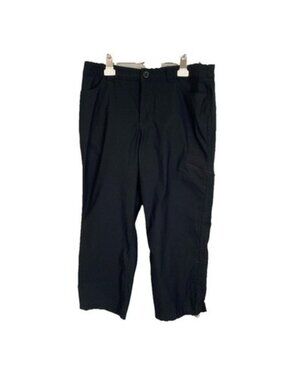 Eddie Bauer Tech Capri Pants Size 2 Black UPF 50 Zip Cargo Pocket Hiking Outdoor